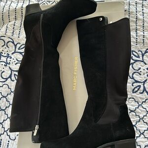 Marc Fisher black suede knee high boots size 8 wide